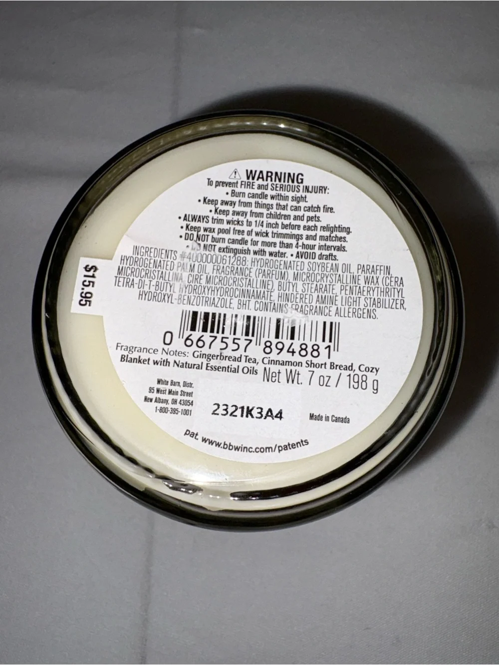 White Barn Cuddle Weather Single Wick Candle 7 oz New - Picture 3 of 3